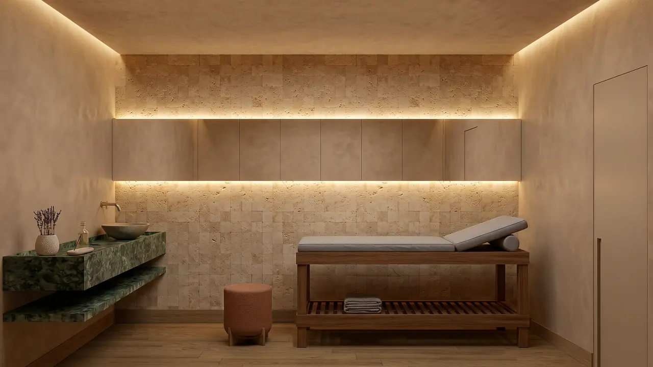 Sala de massagem do complexo de SPA do Sonata Santa Teresa.