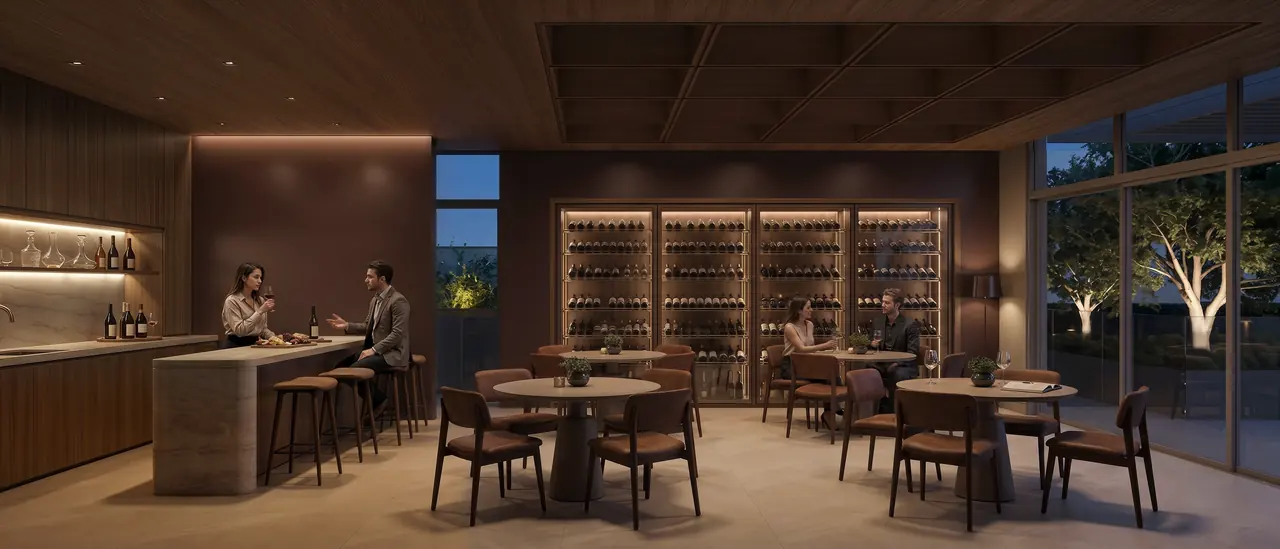 Wine bar do Sonata Santa Teresa com adega climatizada.